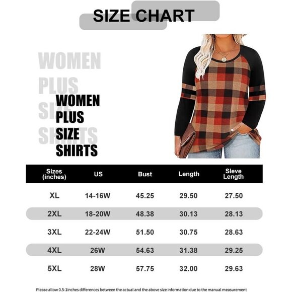 Women's Long Sleeve Fall Tunic Block Camo Plaid Blouse Crewneck T-Shirt - Picture 3 of 3